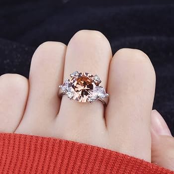 Amazon.com: Large Carat Imitation morganite Champagne Diamond Ring